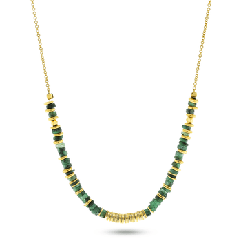 Collier perles doré Or jaune 18k assemblé d'émeraude - Maison Di Giorgio