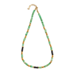 Collier perles doré Or jaune 18k, Chrysoprase, Spinelle noire - Maison Di Giorgio