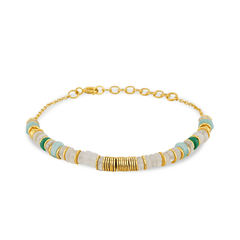 Bracelet doré Or jaune 18k, Pierre de lune, Amazonite, Onyx vert - Maison Di Giorgio