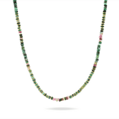 Collier perles doré Or jaune 18k, Émeraude, Tourmalines multicolores - Maison Di Giorgio
