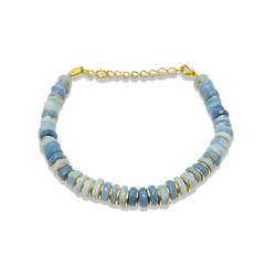 Bracelet doré Or jaune 18k, Opale bleue - Maison Di Giorgio