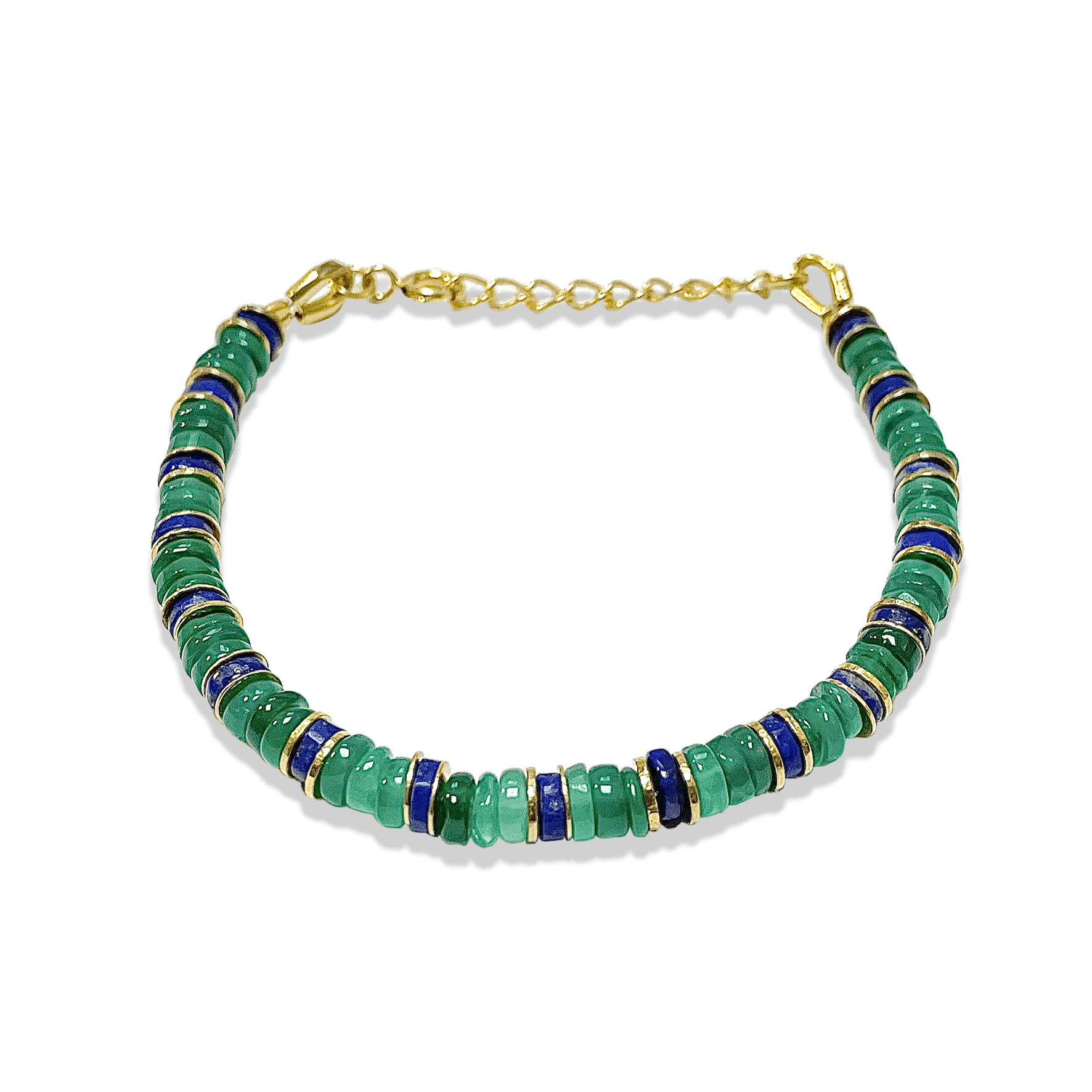 Bracelet doré Or jaune 18k, Onyx vert, Lapis-lazuli - Maison Di Giorgio