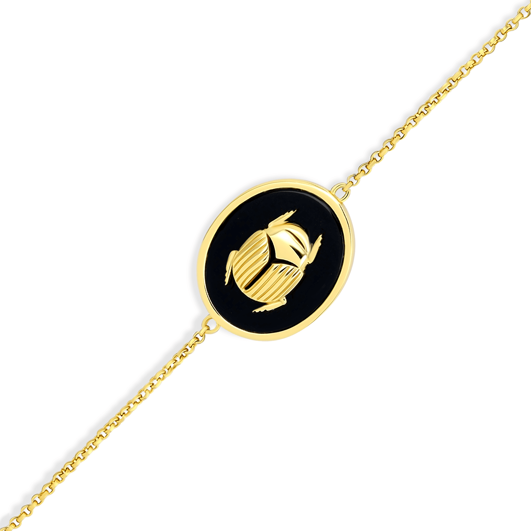 Bracelet doré Or jaune 18k, Onyx noir - Maison Di Giorgio