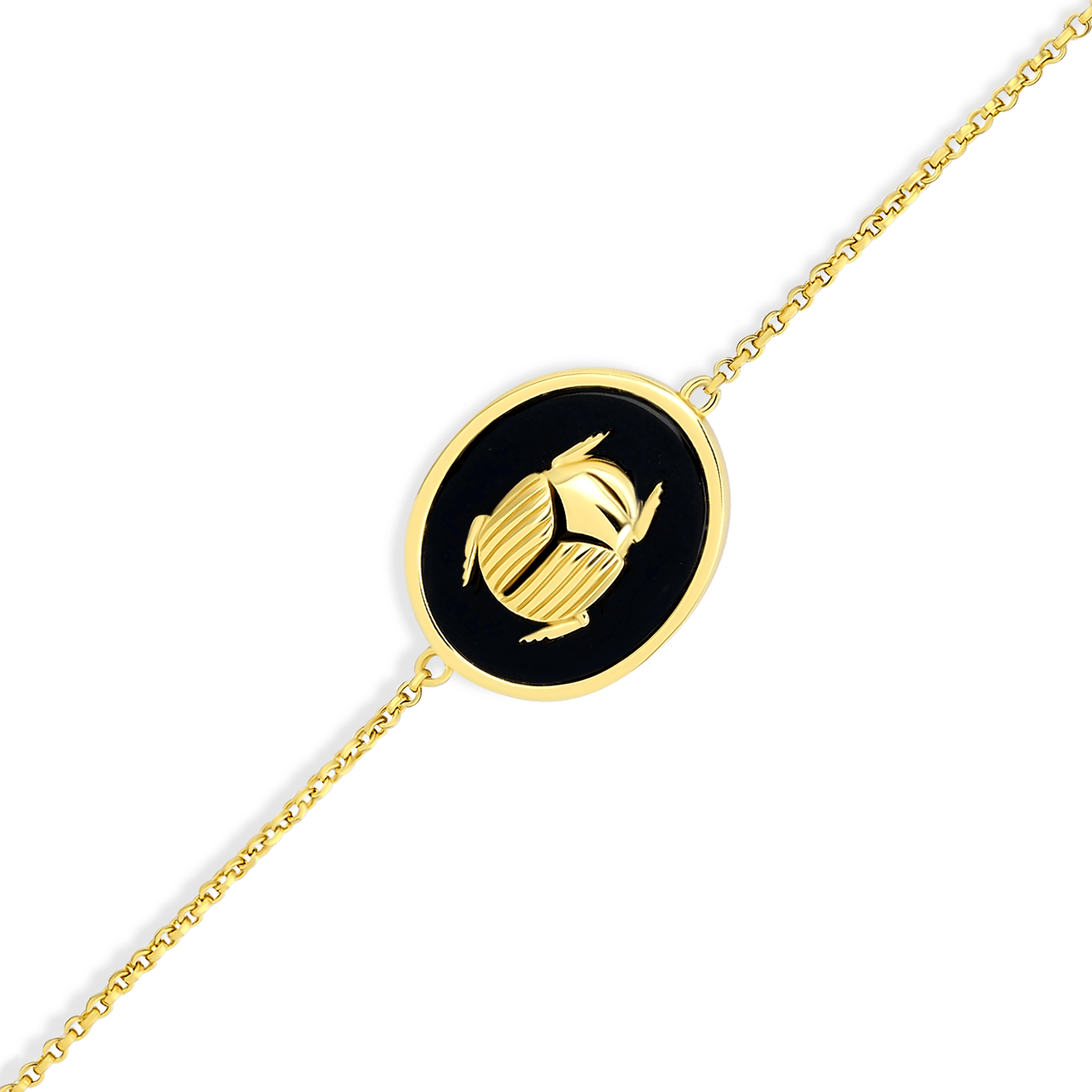 Bracelet doré Or jaune 18k, Onyx noir - Maison Di Giorgio