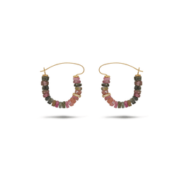 Boucles d'oreilles dorées Or jaune 18k, Tourmalines multicolores, Oxyde de zirconium - Maison Di Giorgio