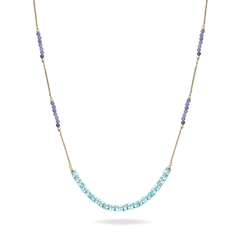 Collier perles doré Or jaune 18k, Iolite, Apatite - Maison Di Giorgio